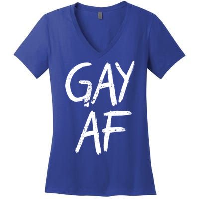 Gay AF Pride Logo Women's V-Neck T-Shirt