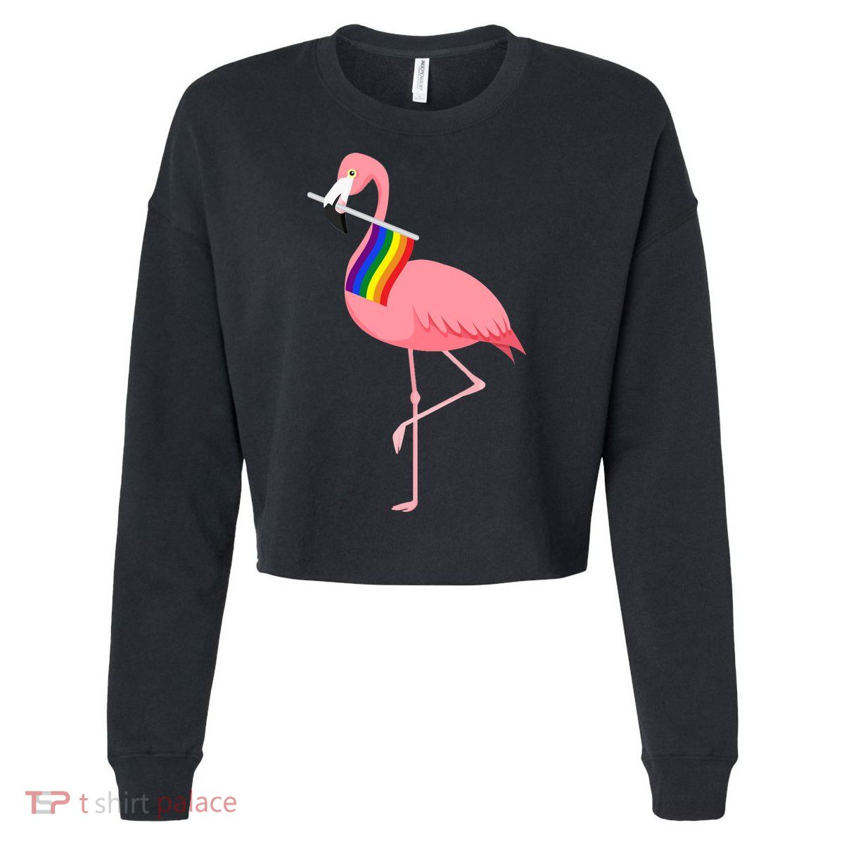 Gay Flamingo Cropped Pullover Crew