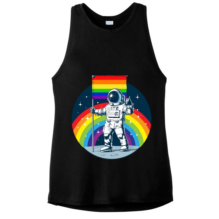 Gay Pride Astronaut LGBT Moon Landing Ladies PosiCharge Tri-Blend Wicking Tank