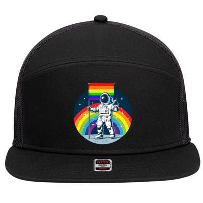 Gay Pride Astronaut LGBT Moon Landing 7 Panel Mesh Trucker Snapback Hat
