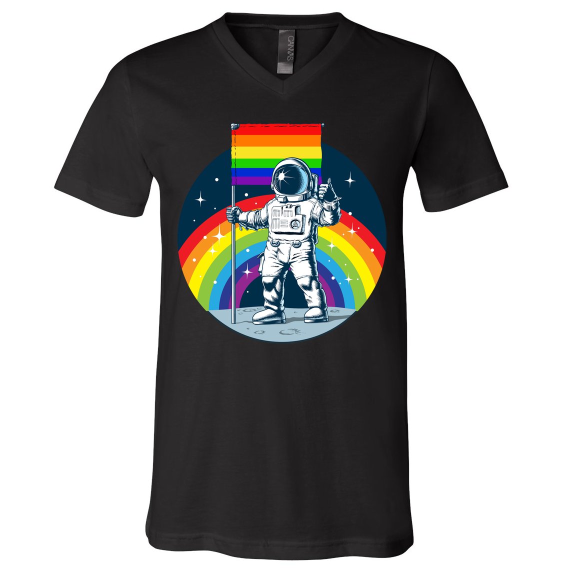 Gay Pride Astronaut LGBT Moon Landing V-Neck T-Shirt