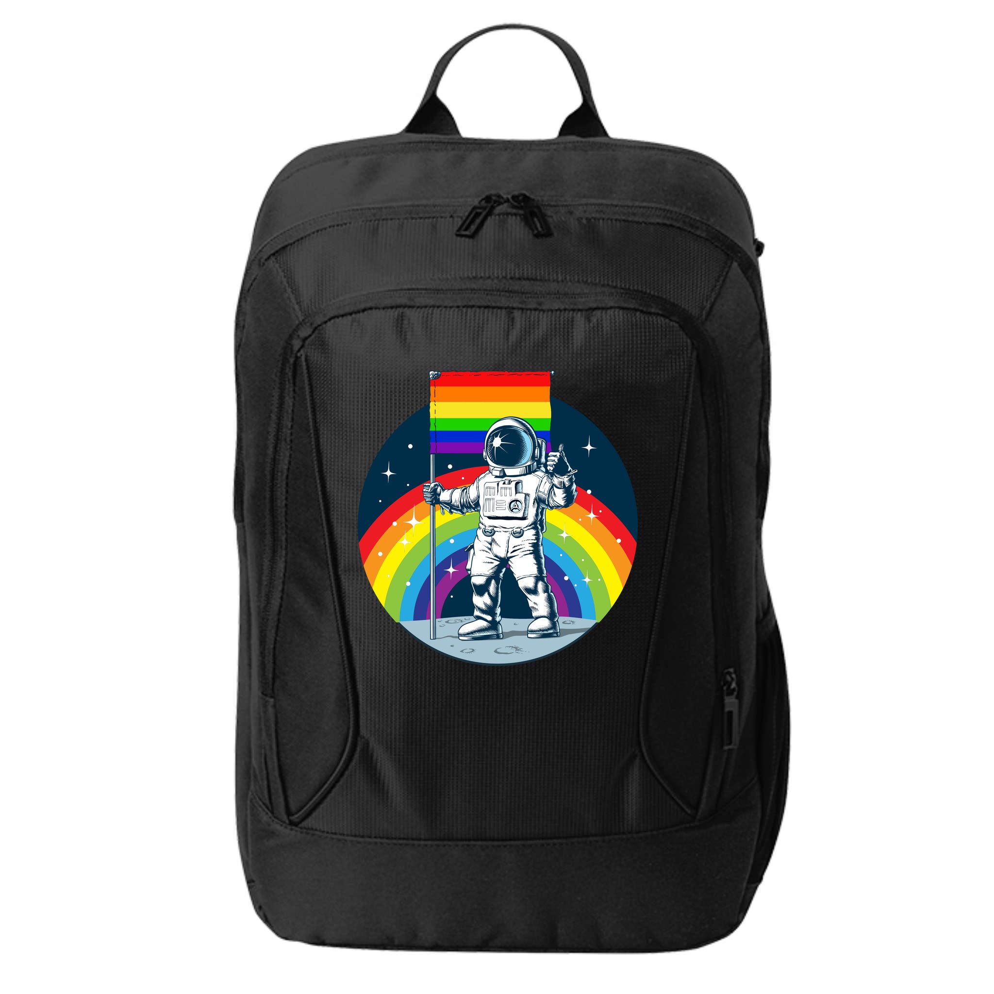 Gay Pride Astronaut LGBT Moon Landing City Backpack