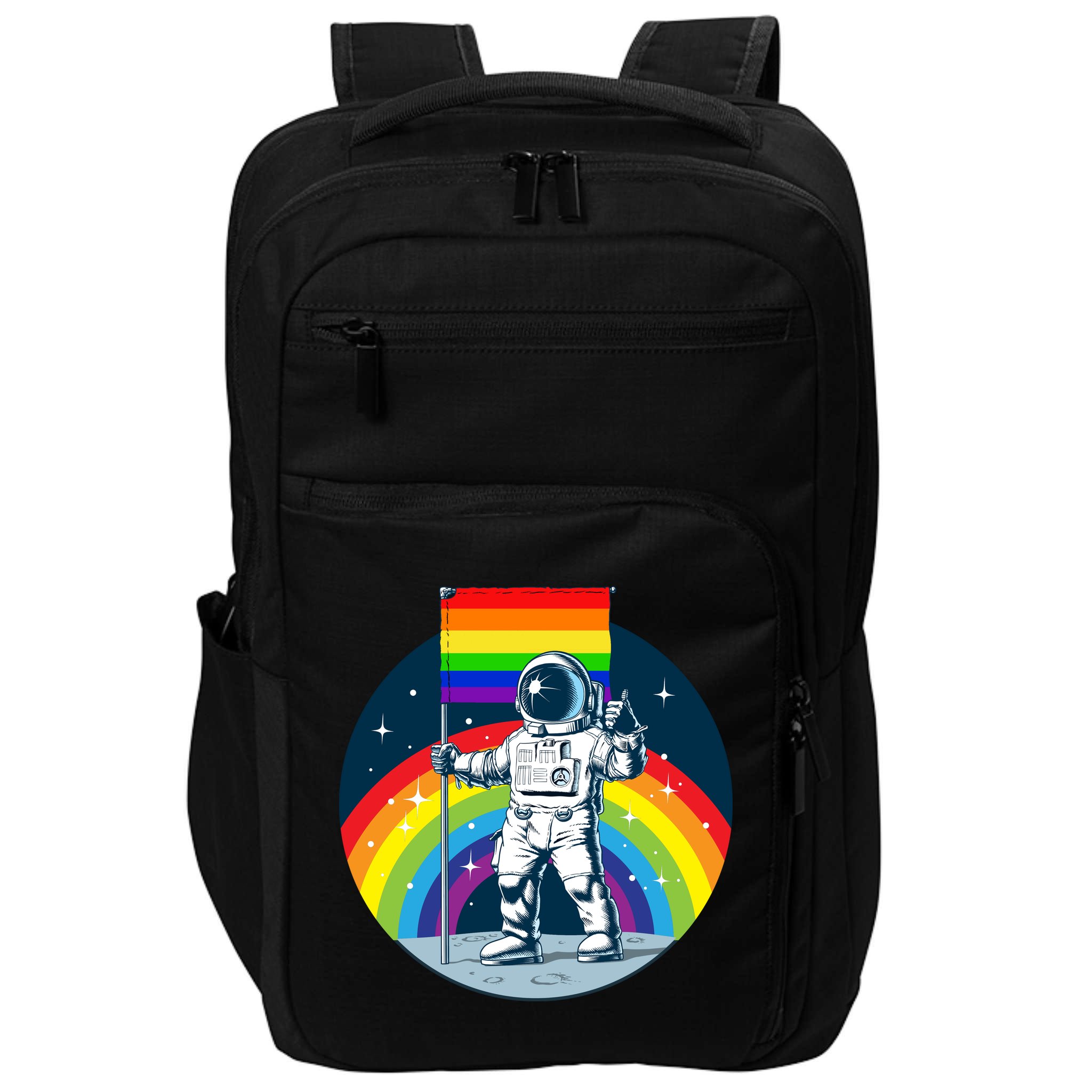 Gay Pride Astronaut LGBT Moon Landing Impact Tech Backpack