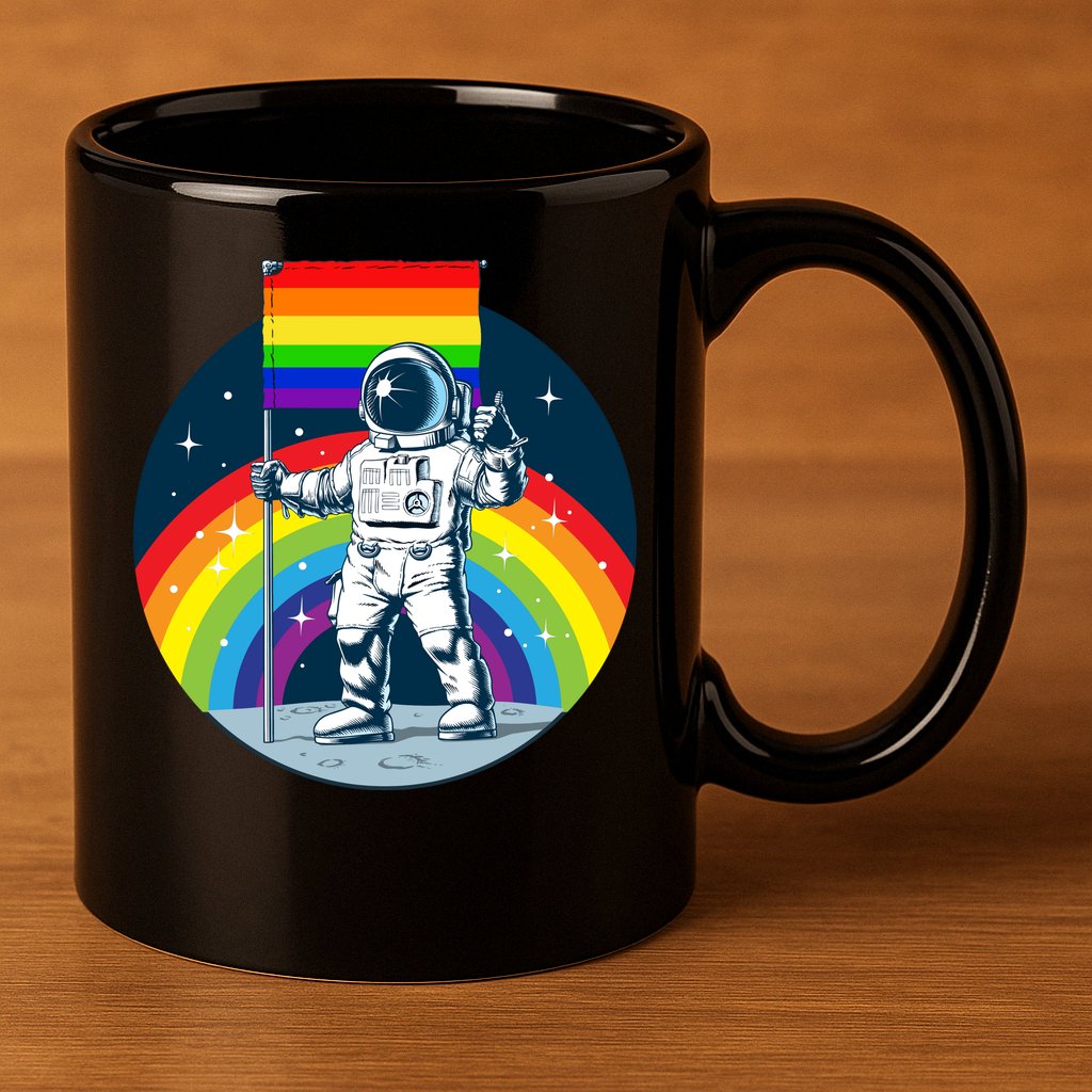 Gay Pride Astronaut LGBT Moon Landing 11oz C Handle Ceramic Mug
