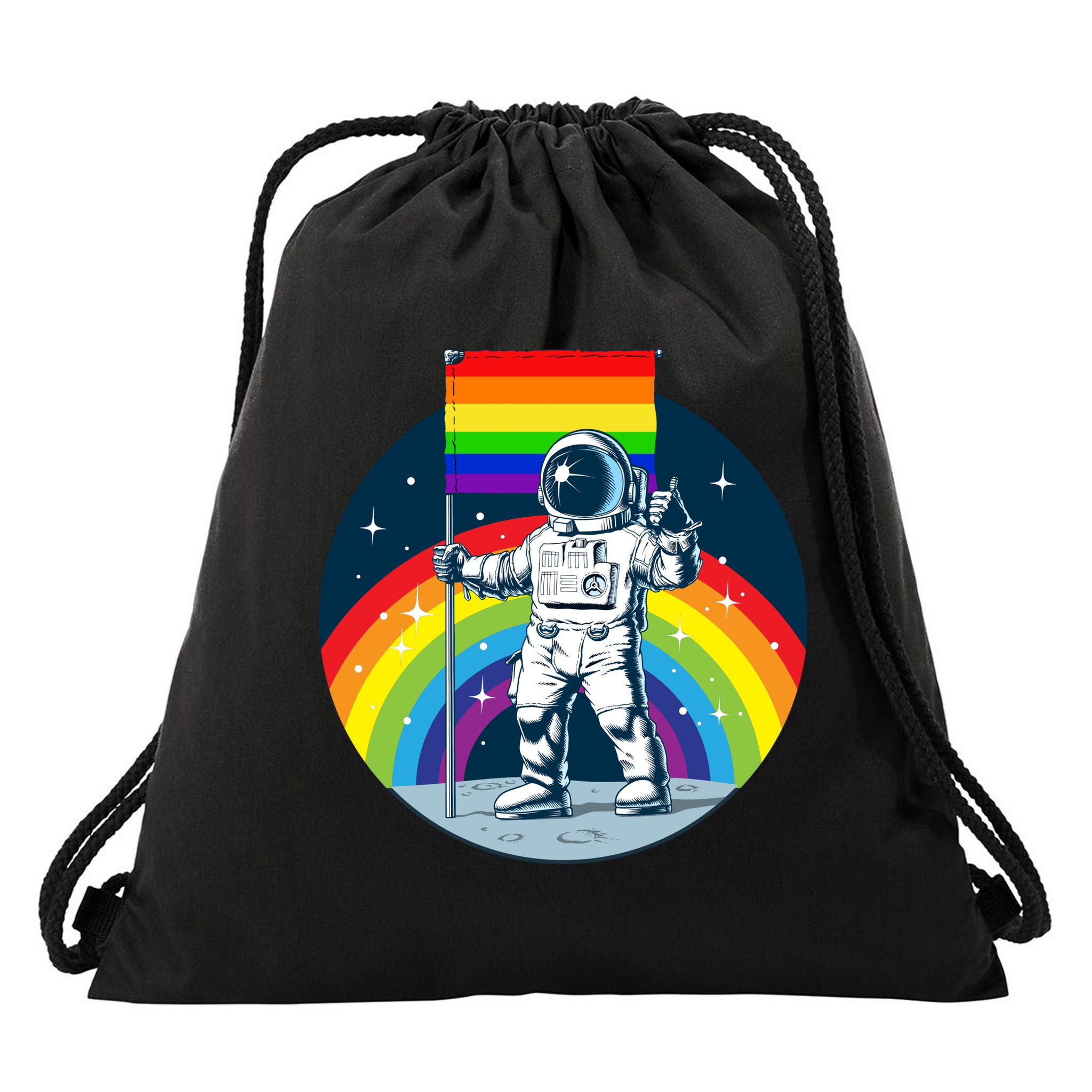 Gay Pride Astronaut LGBT Moon Landing Drawstring Bag