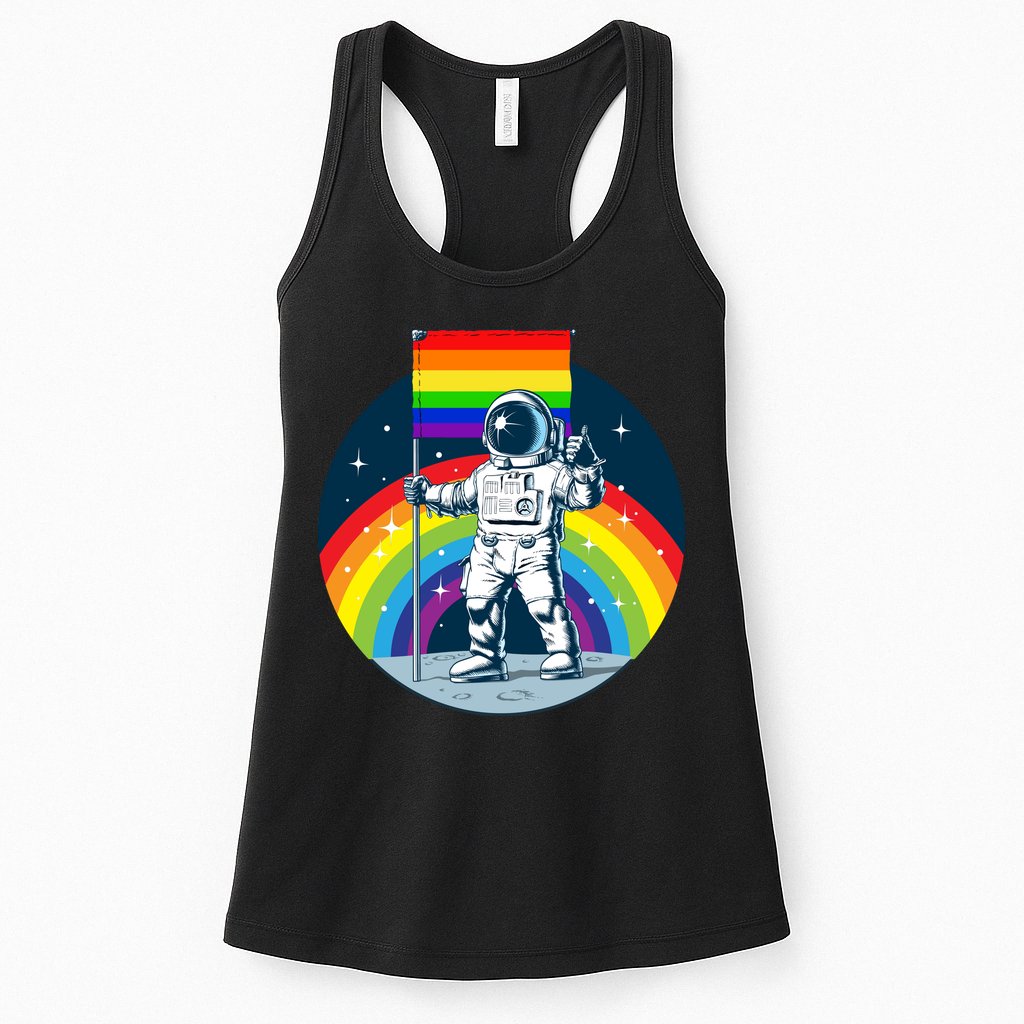 Gay Pride Astronaut LGBT Moon Landing Womens Tank Top
