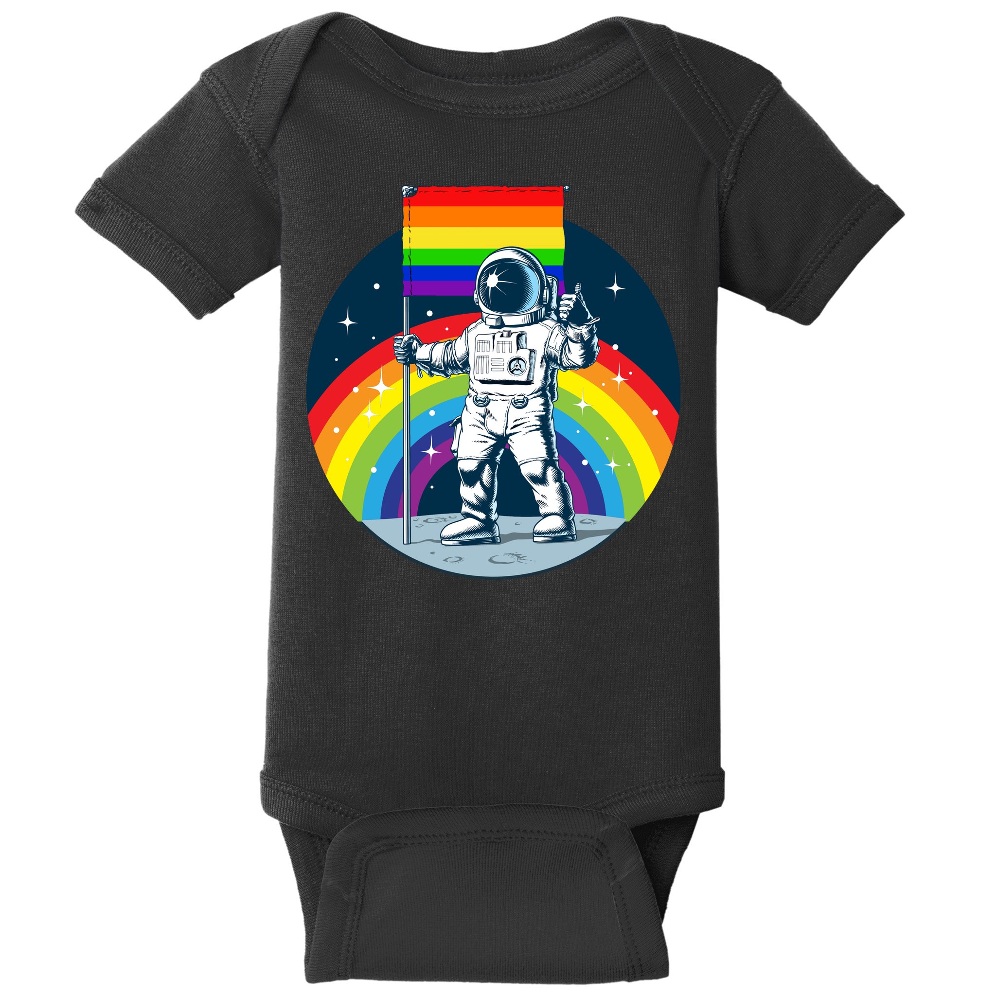 Gay Pride Astronaut LGBT Moon Landing Baby Bodysuit