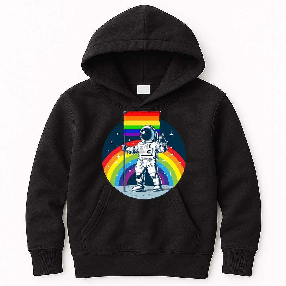 Gay Pride Astronaut LGBT Moon Landing Kids Hoodie