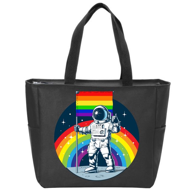 Gay Pride Astronaut LGBT Moon Landing Zip Tote Bag