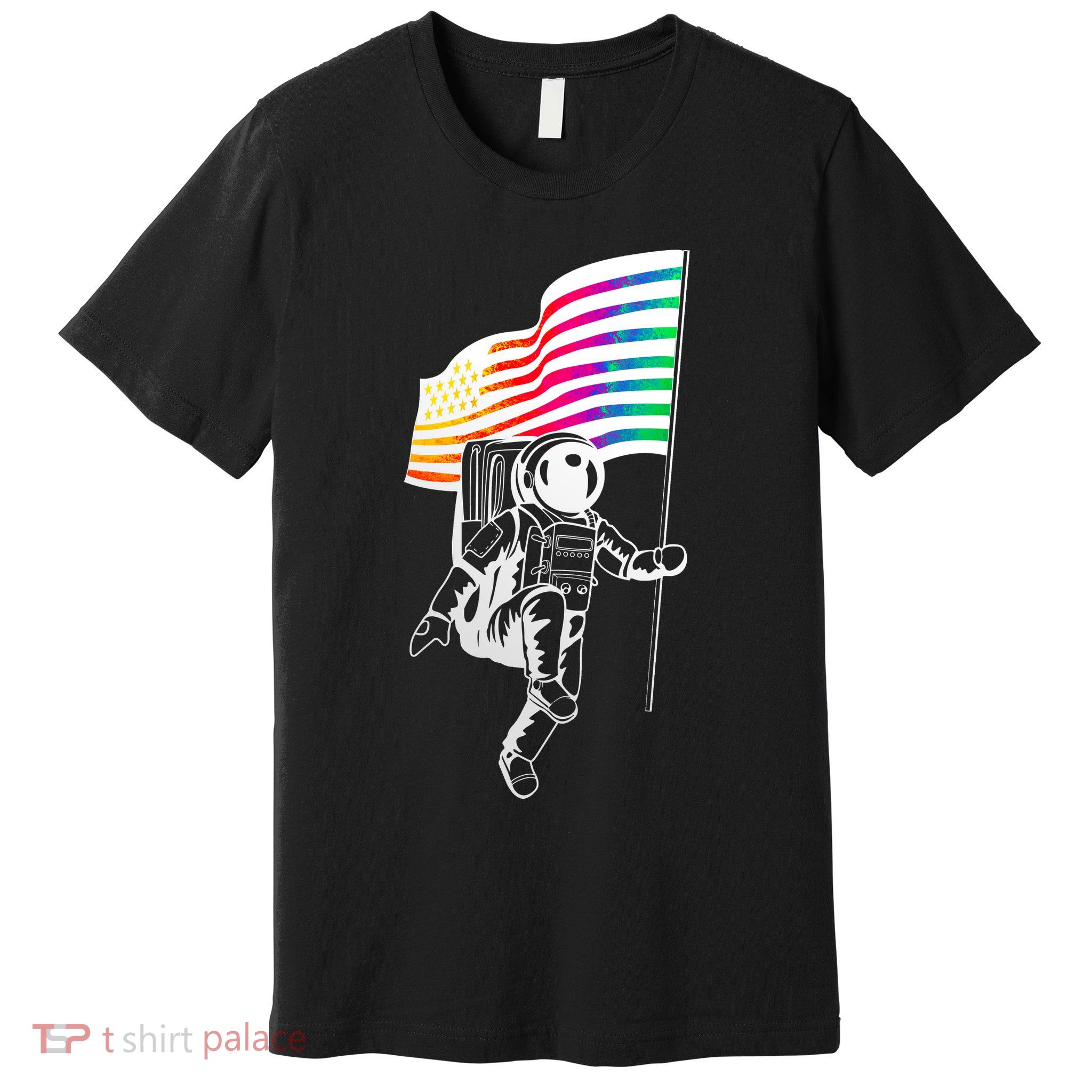 Gay Pride Astronaut Rainbow Flag Premium T-Shirt