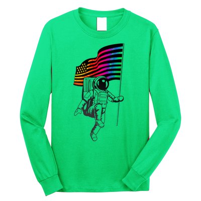Gay Pride Astronaut Rainbow Flag Long Sleeve Shirt