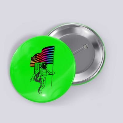Gay Pride Astronaut Rainbow Flag Button
