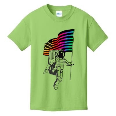 Gay Pride Astronaut Rainbow Flag Kids T-Shirt