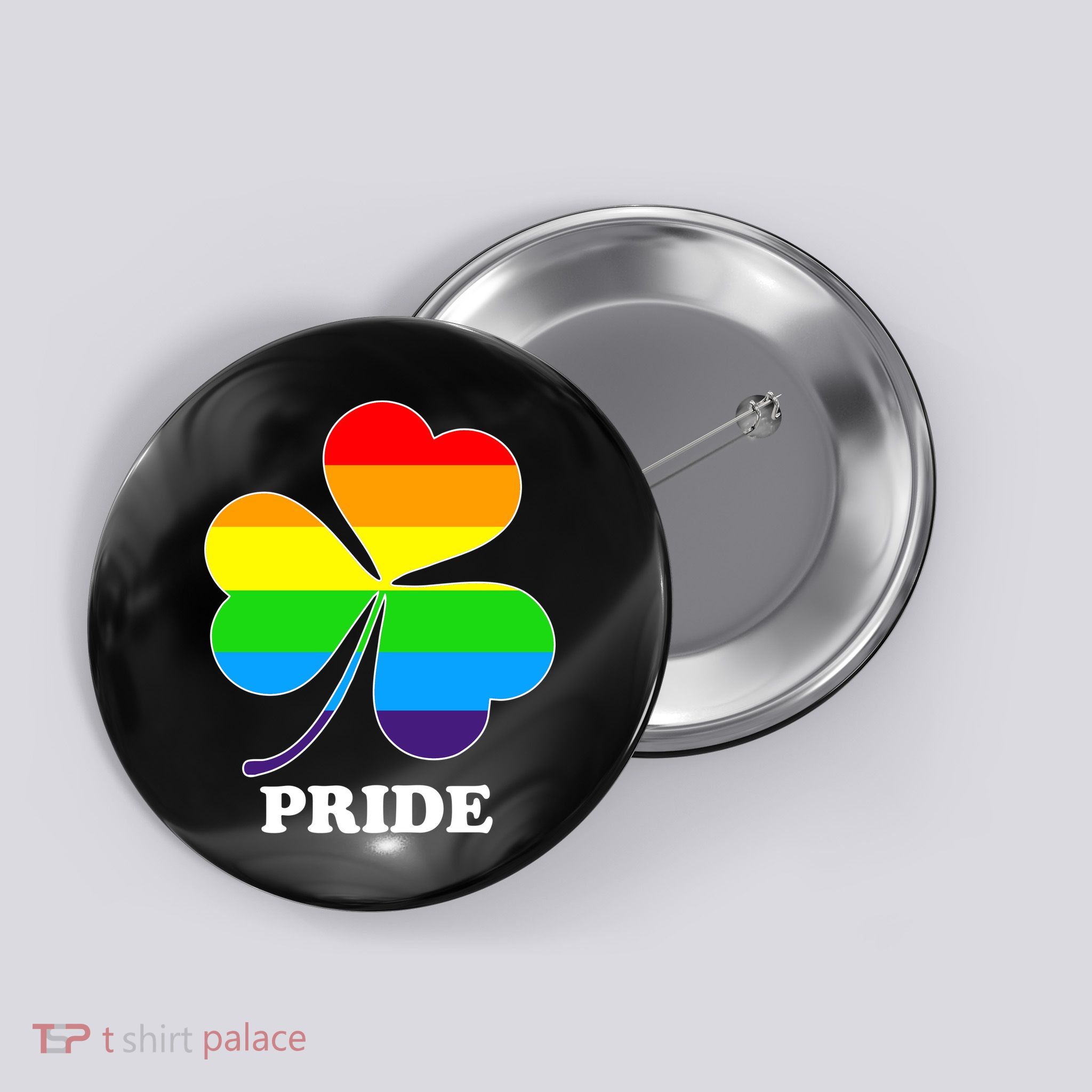 Gay Pride Cloverleaf Rainbow Button