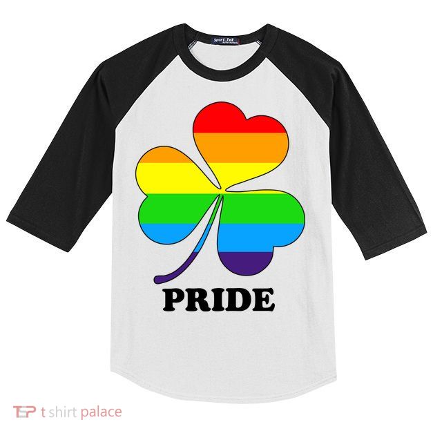 Gay Pride Cloverleaf Rainbow Kids Colorblock Raglan Jersey