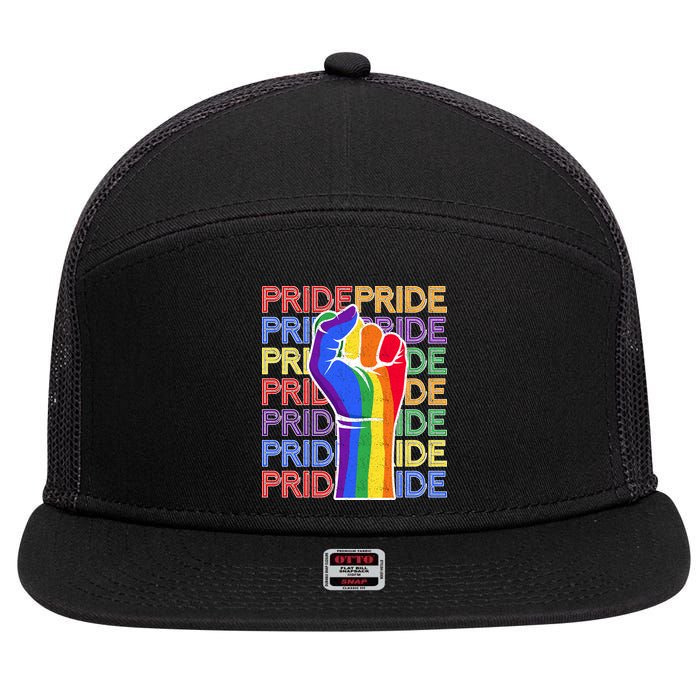 Gay Pride Fist LGBT 7 Panel Mesh Trucker Snapback Hat