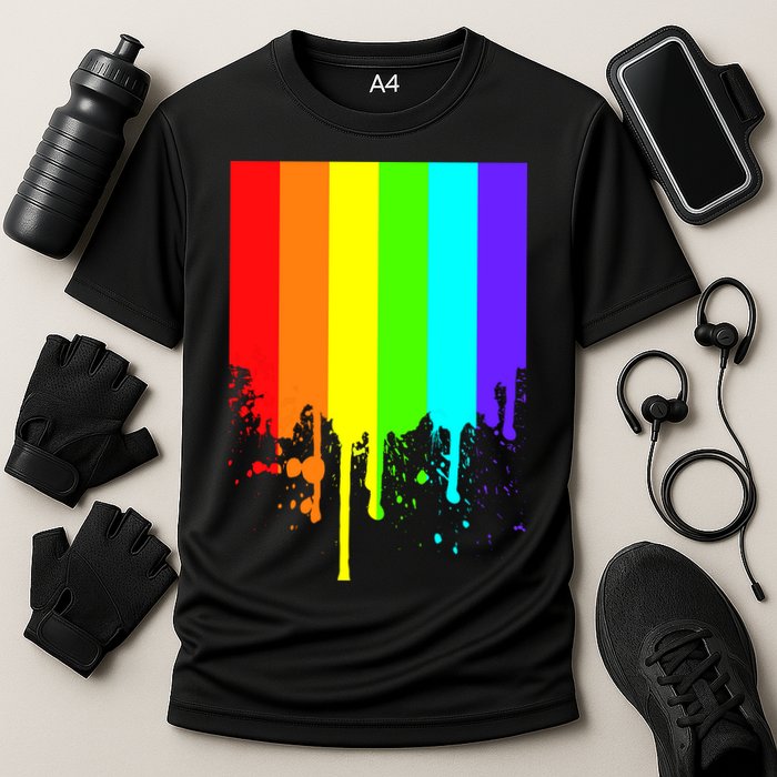 Gay Pride Flag Drip Cooling Performance Crew T-Shirt