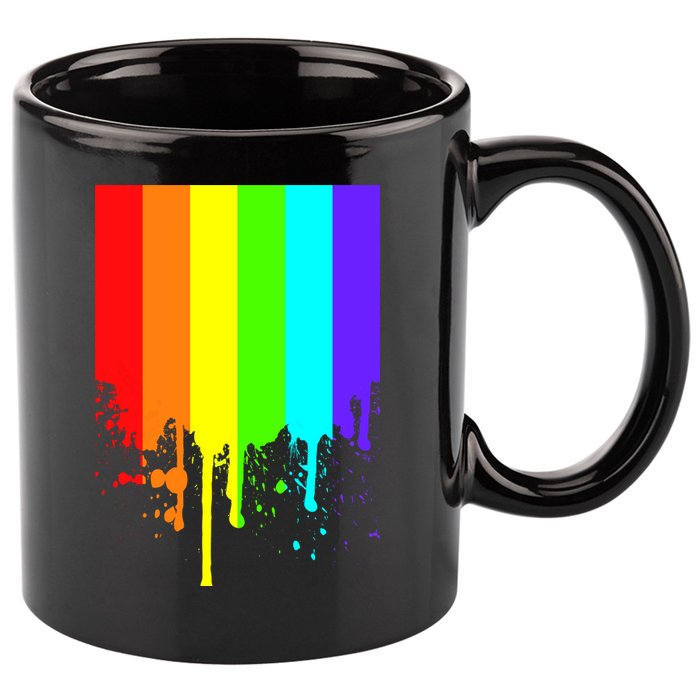 Gay Pride Flag Drip 11oz C Handle Ceramic Mug