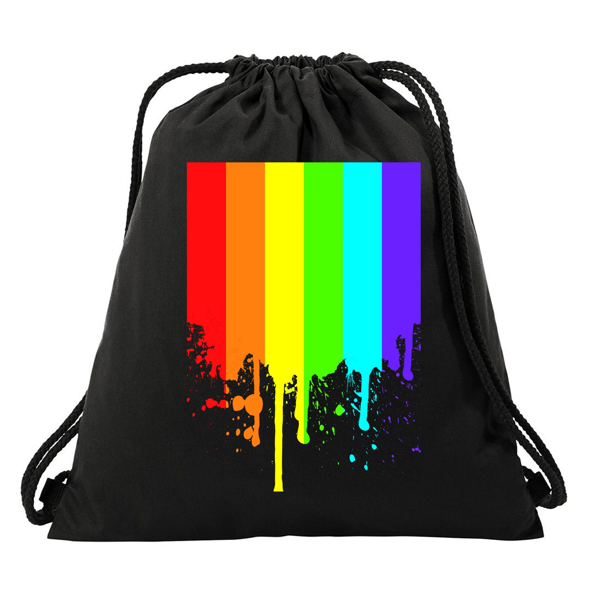 Gay Pride Flag Drip Drawstring Bag