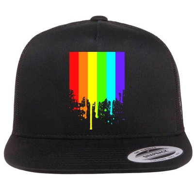Gay Pride Flag Drip Flatbill Hat
