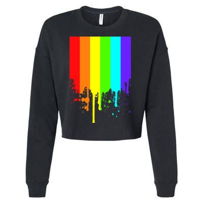 Gay Pride Flag Drip Cropped Pullover Crew
