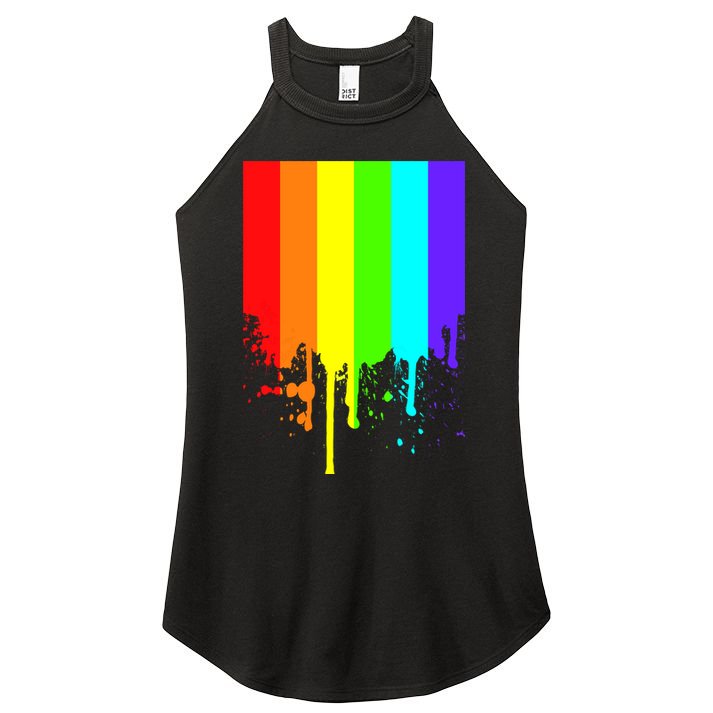 Gay Pride Flag Drip Women's Perfect Tri Rocker Tank
