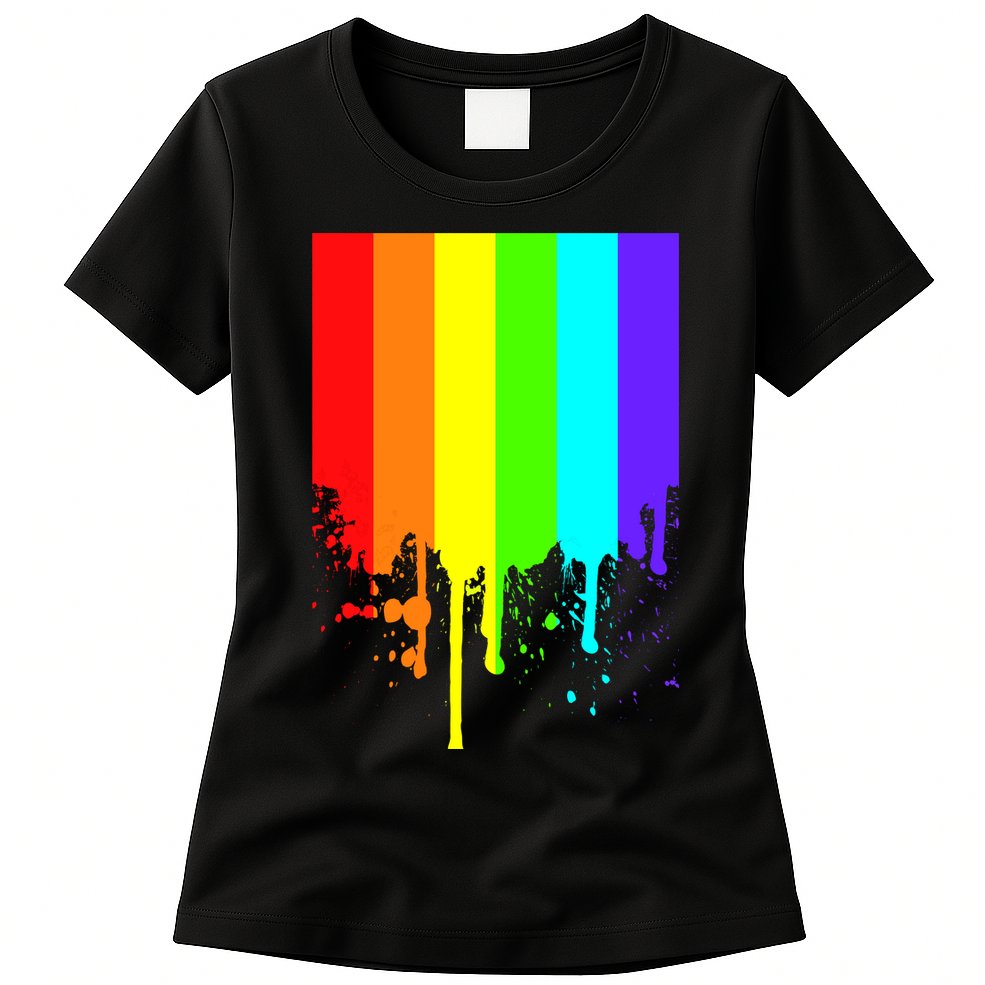 Gay Pride Flag Drip Womens T-Shirt