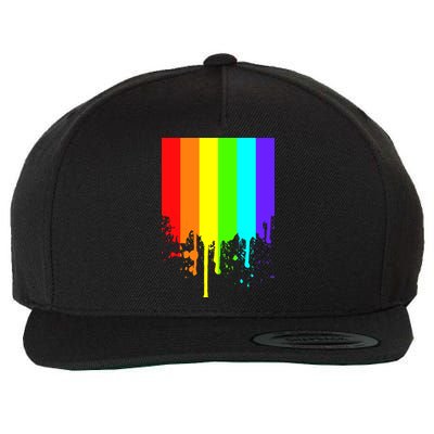 Gay Pride Flag Drip Wool Snapback Cap