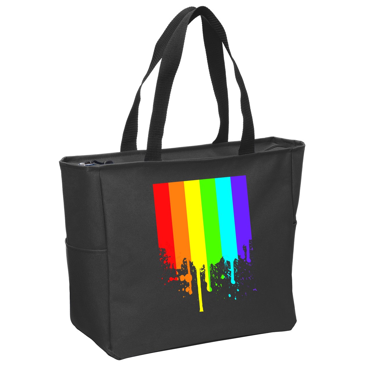 Gay Pride Flag Drip Zip Tote Bag