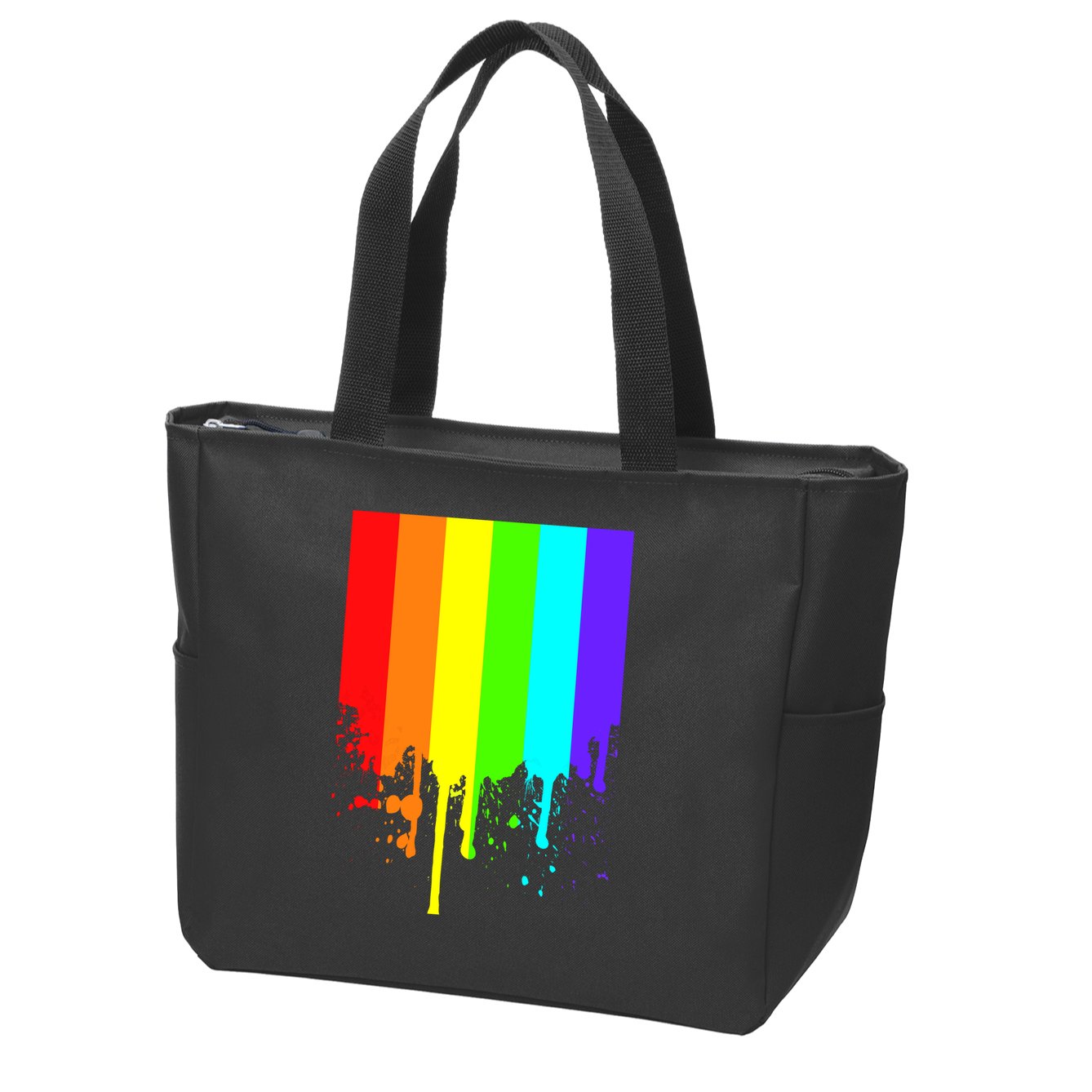 Gay Pride Flag Drip Zip Tote Bag