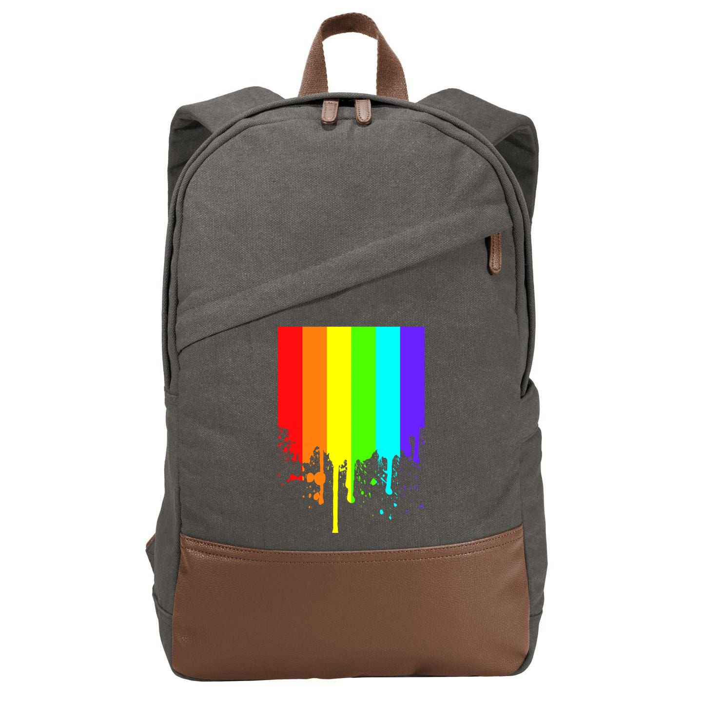 Gay Pride Flag Drip Cotton Canvas Backpack