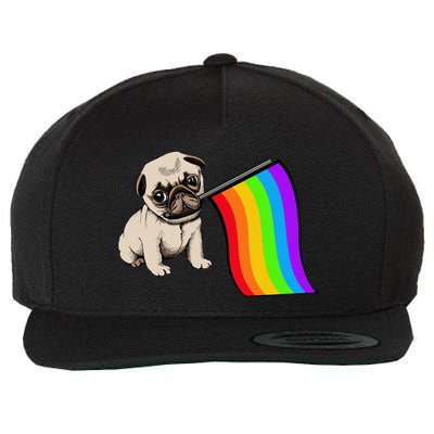Gay Pride Flag Pug LGBT Wool Snapback Cap