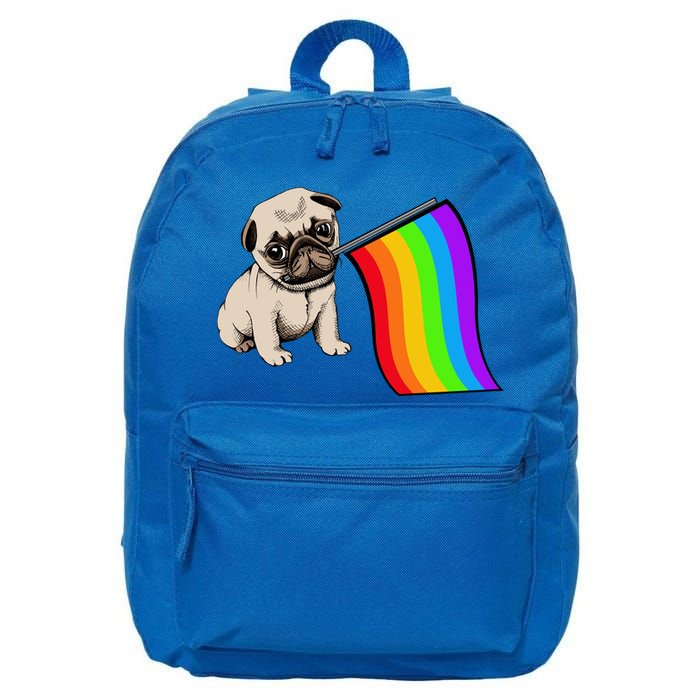 Gay Pride Flag Pug LGBT 16 in Basic Backpack