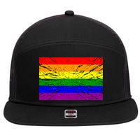 Gay Pride Flag Retro 7 Panel Mesh Trucker Snapback Hat