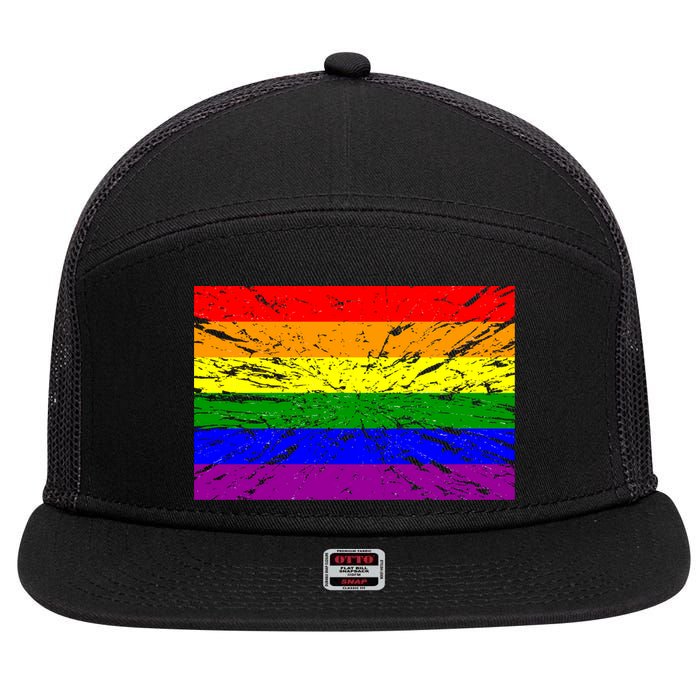 Gay Pride Flag Retro 7 Panel Mesh Trucker Snapback Hat