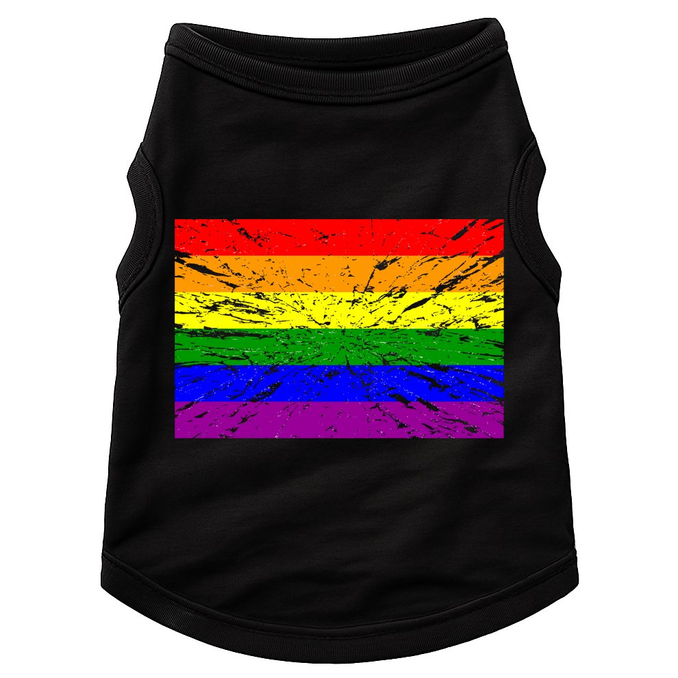 Gay Pride Flag Retro Doggie Tank
