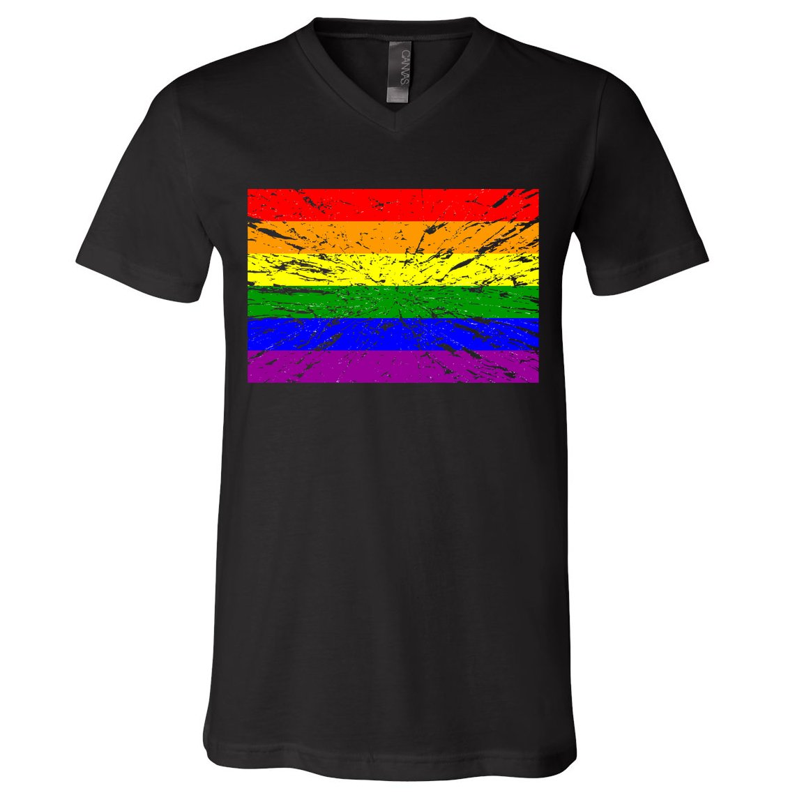 Gay Pride Flag Retro V-Neck T-Shirt