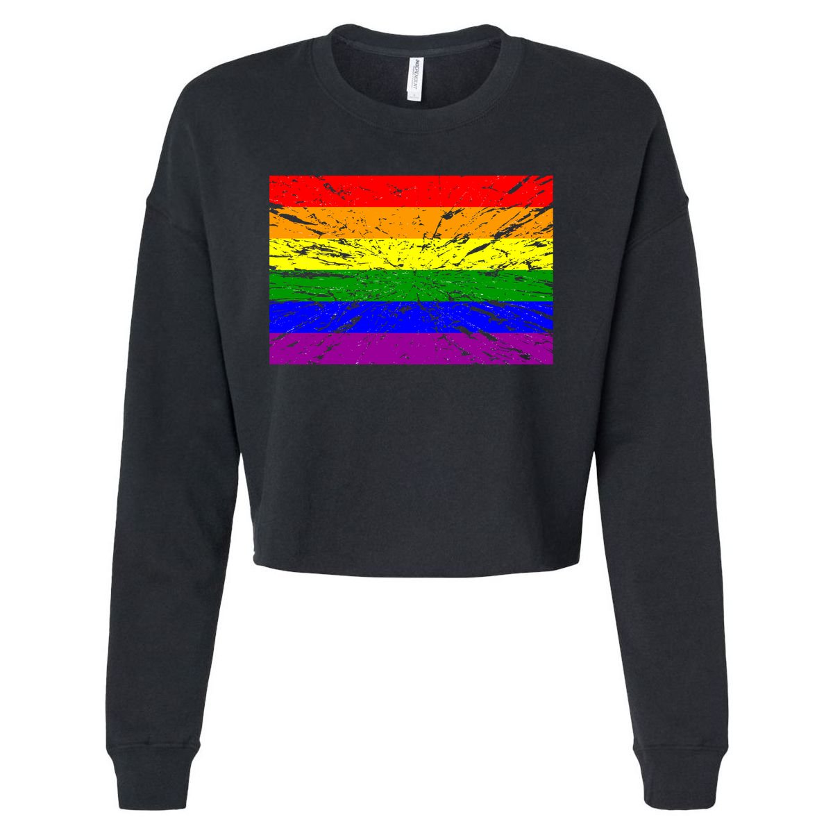 Gay Pride Flag Retro Cropped Pullover Crew