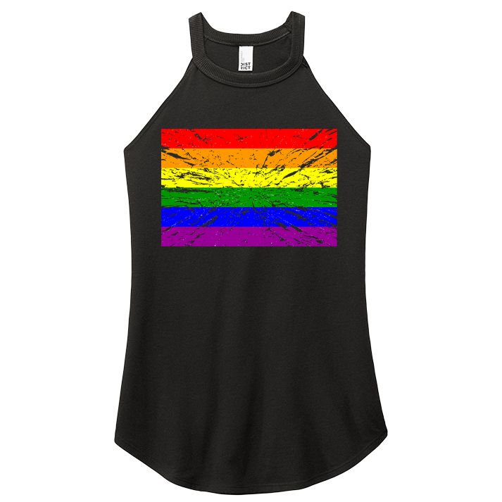 Gay Pride Flag Retro Women's Perfect Tri Rocker Tank