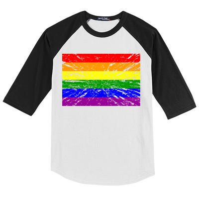 Gay Pride Flag Retro Kids Colorblock Raglan Jersey