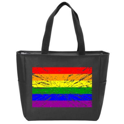 Gay Pride Flag Retro Zip Tote Bag