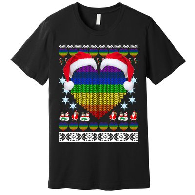 Gay Pride Heart Santa Ugly Christmas Sweater Premium T-Shirt