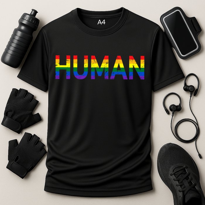 Gay Pride HUMAN Rainbow Flag LGBT Performance Shirt