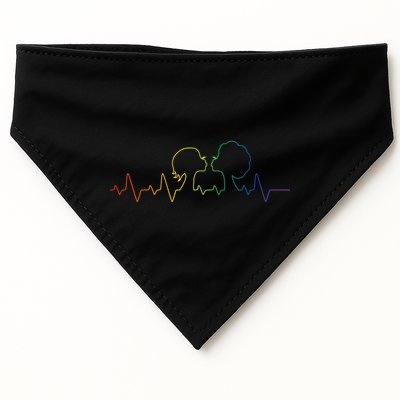 Gay Pride LGBT Lesbian Rainbow Heartbeat USA-Made Doggie Bandana