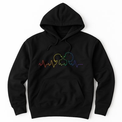 Gay Pride LGBT Lesbian Rainbow Heartbeat Hoodie