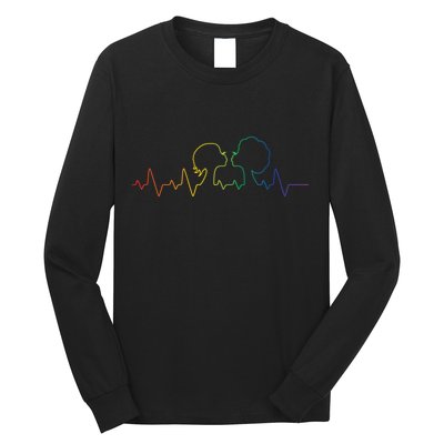 Gay Pride LGBT Lesbian Rainbow Heartbeat Long Sleeve Shirt