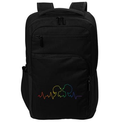 Gay Pride LGBT Lesbian Rainbow Heartbeat Impact Tech Backpack