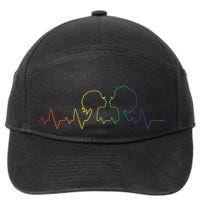 Gay Pride LGBT Lesbian Rainbow Heartbeat 7-Panel Snapback Hat