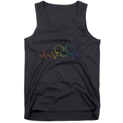 Gay Pride LGBT Lesbian Rainbow Heartbeat Tank Top