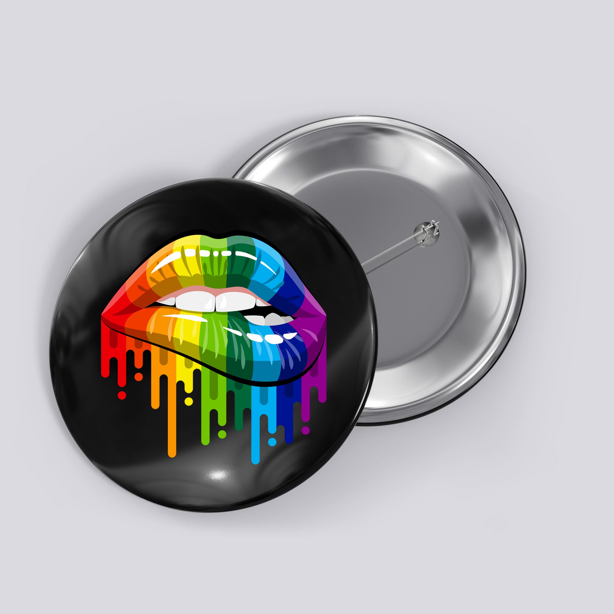 Gay Pride Lips Button